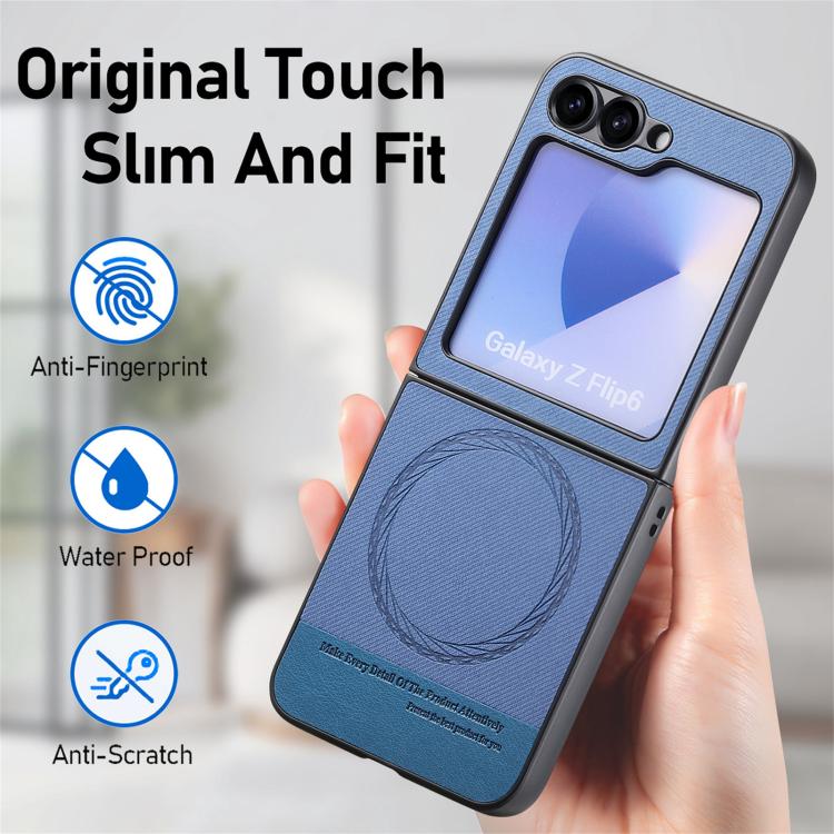 For Samsung Galaxy Z Flip5 Twill Fabric Leather Skin Magnetic Back Phone Case
