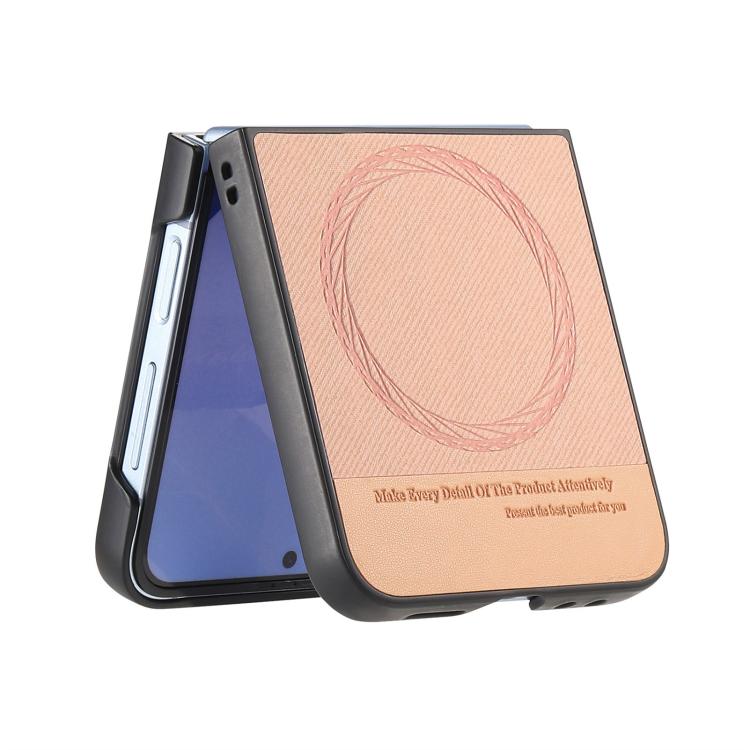 For Samsung Galaxy Z Flip6 / Flip7 FE Twill Fabric Leather Skin Magnetic Back Phone Case