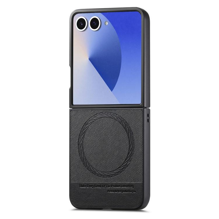 For Samsung Galaxy Z Flip7 5G Twill Fabric Leather Skin Magnetic Back Phone Case