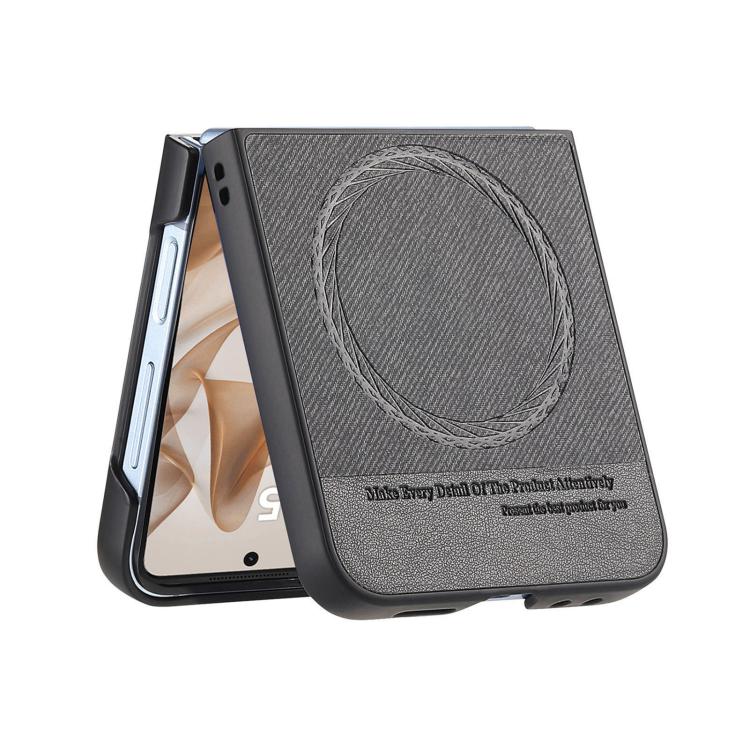 For Samsung Galaxy Z Flip7 5G Twill Fabric Leather Skin Magnetic Back Phone Case