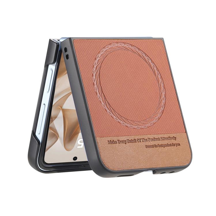 For Samsung Galaxy Z Flip7 5G Twill Fabric Leather Skin Magnetic Back Phone Case