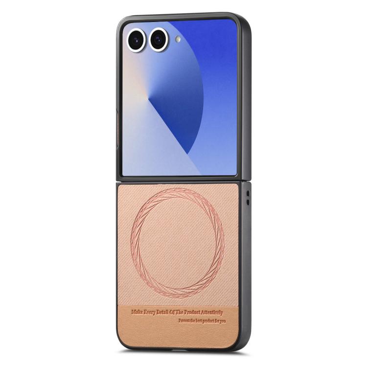 For Samsung Galaxy Z Flip7 5G Twill Fabric Leather Skin Magnetic Back Phone Case