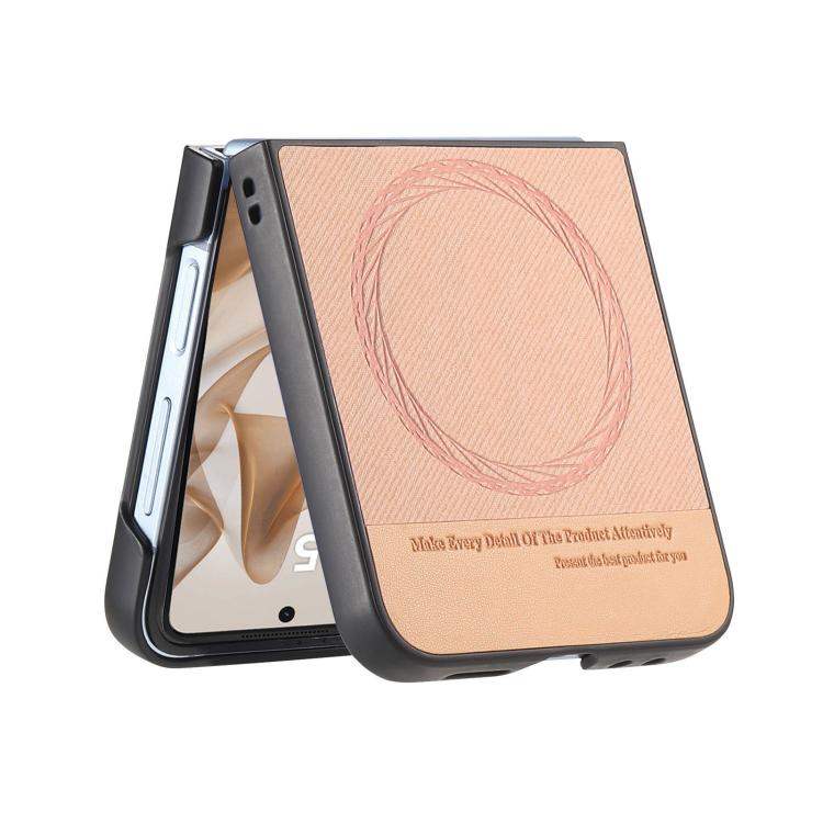 For Samsung Galaxy Z Flip7 5G Twill Fabric Leather Skin Magnetic Back Phone Case
