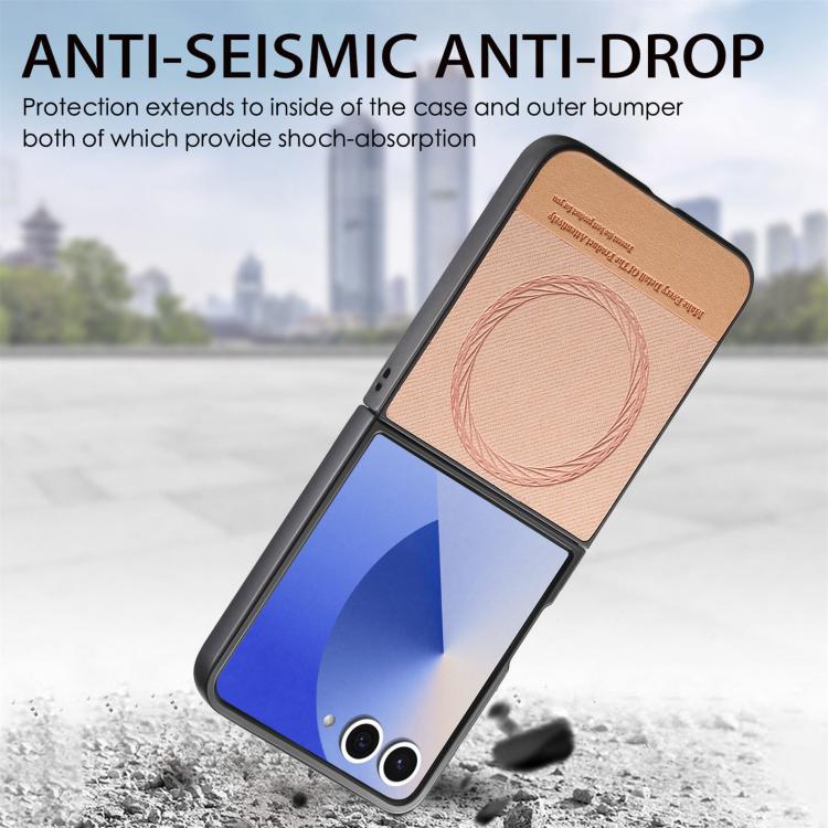 For Samsung Galaxy Z Flip7 5G Twill Fabric Leather Skin Magnetic Back Phone Case