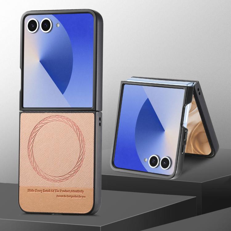 For Samsung Galaxy Z Flip7 5G Twill Fabric Leather Skin Magnetic Back Phone Case
