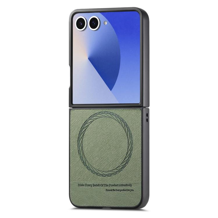 For Samsung Galaxy Z Flip7 5G Twill Fabric Leather Skin Magnetic Back Phone Case