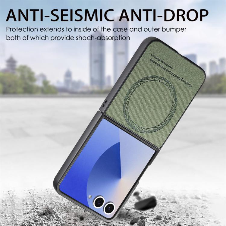 For Samsung Galaxy Z Flip7 5G Twill Fabric Leather Skin Magnetic Back Phone Case