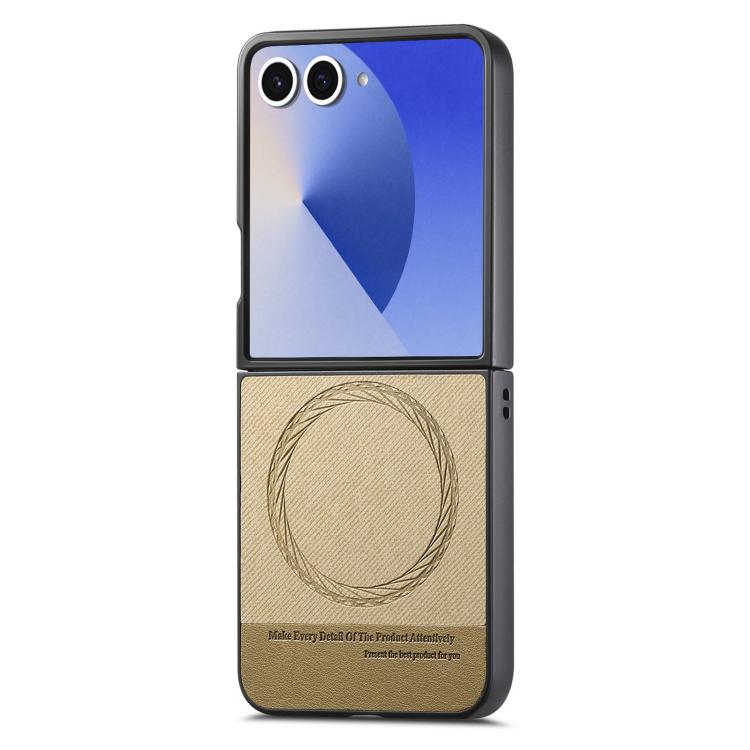 For Samsung Galaxy Z Flip7 5G Twill Fabric Leather Skin Magnetic Back Phone Case