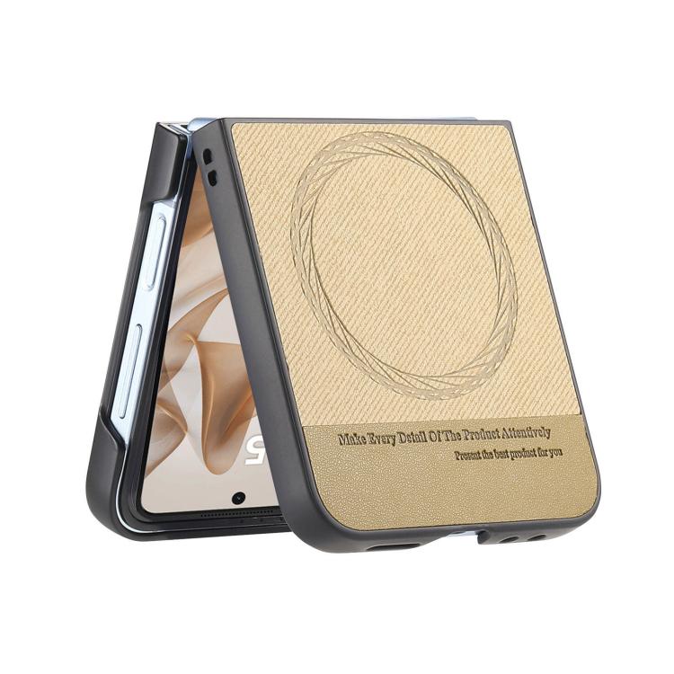 For Samsung Galaxy Z Flip7 5G Twill Fabric Leather Skin Magnetic Back Phone Case
