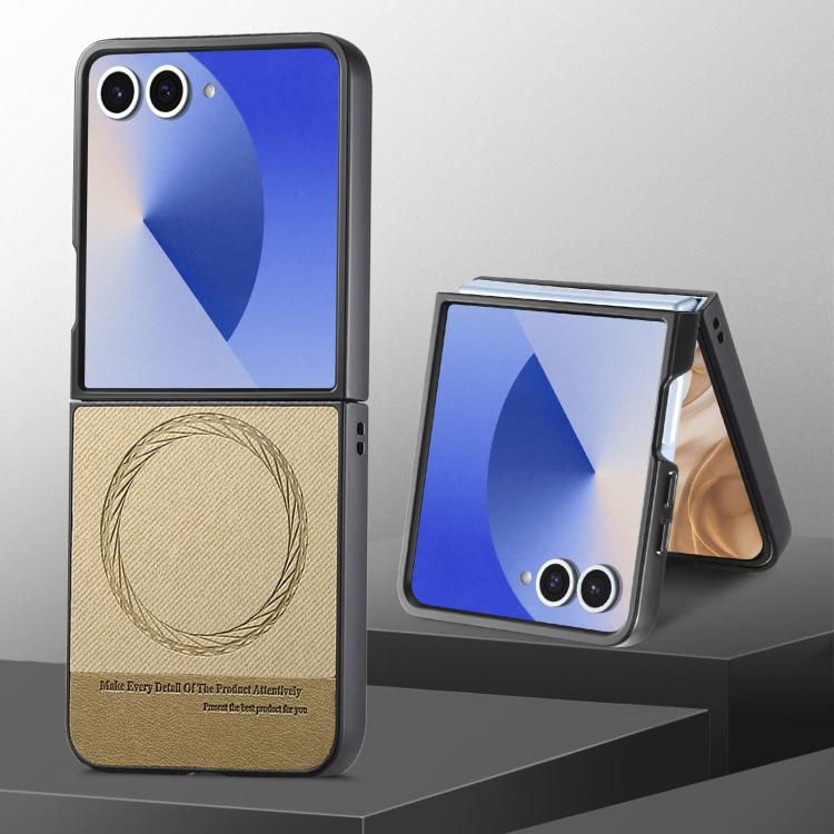 For Samsung Galaxy Z Flip7 5G Twill Fabric Leather Skin Magnetic Back Phone Case