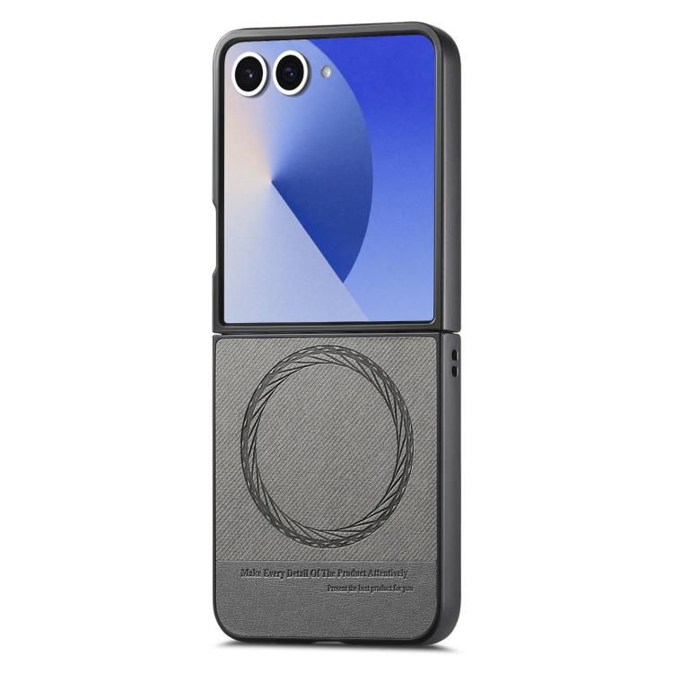 For Samsung Galaxy Z Flip7 5G Twill Fabric Leather Skin Magnetic Back Phone Case