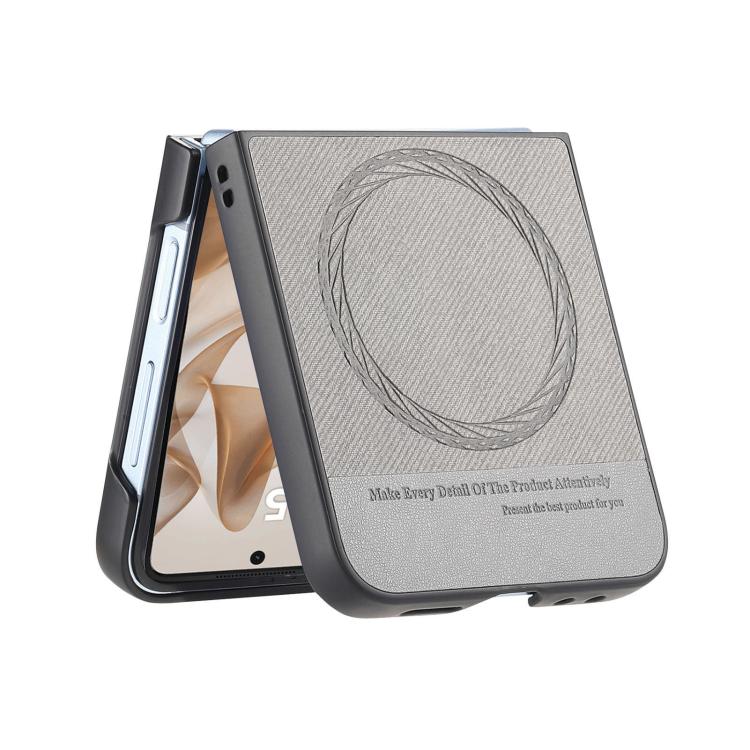 For Samsung Galaxy Z Flip7 5G Twill Fabric Leather Skin Magnetic Back Phone Case