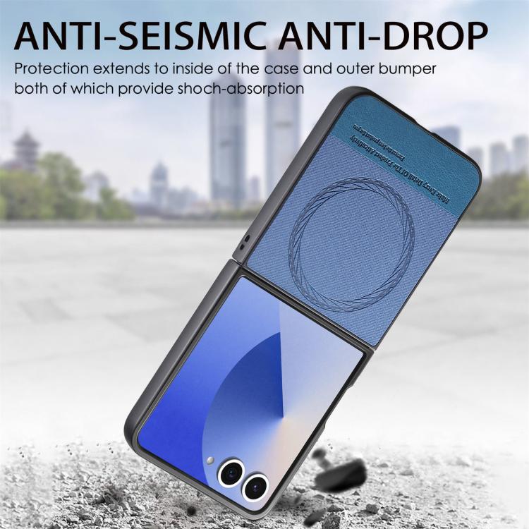 For Samsung Galaxy Z Flip7 5G Twill Fabric Leather Skin Magnetic Back Phone Case