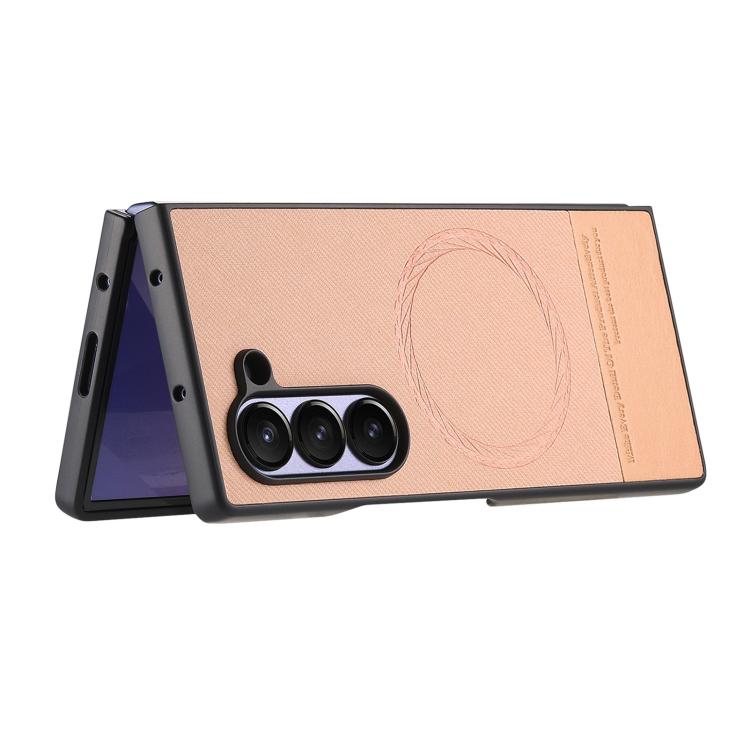 For Samsung Galaxy Z Fold3 5G Twill Fabric Leather Skin Magnetic Back Phone Case