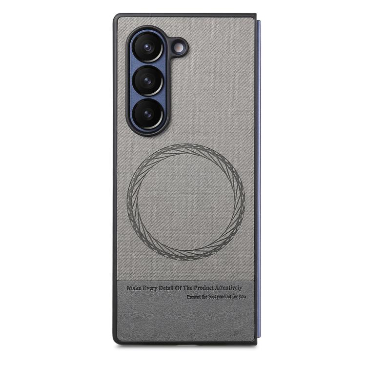 For Samsung Galaxy Z Fold3 5G Twill Fabric Leather Skin Magnetic Back Phone Case