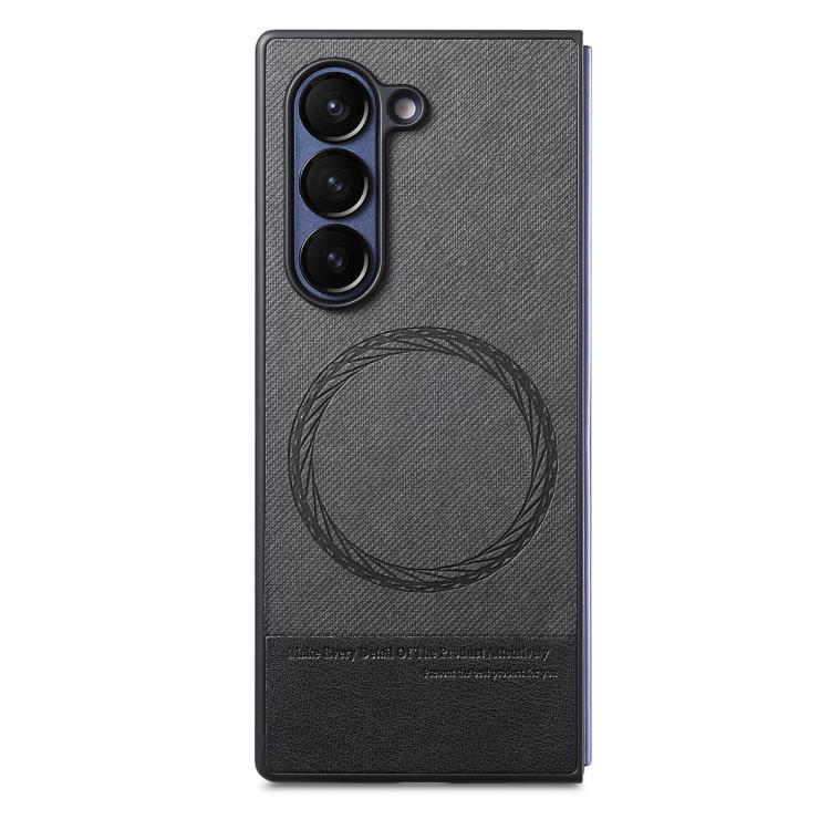 For Samsung Galaxy Z Fold4 Twill Fabric Leather Skin Magnetic Back Phone Case
