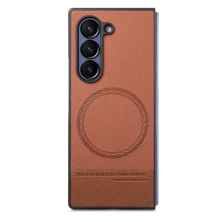 For Samsung Galaxy Z Fold4 Twill Fabric Leather Skin Magnetic Back Phone Case