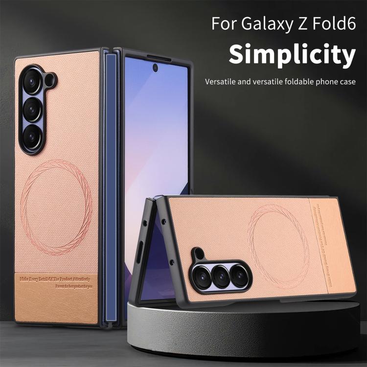 For Samsung Galaxy Z Fold4 Twill Fabric Leather Skin Magnetic Back Phone Case