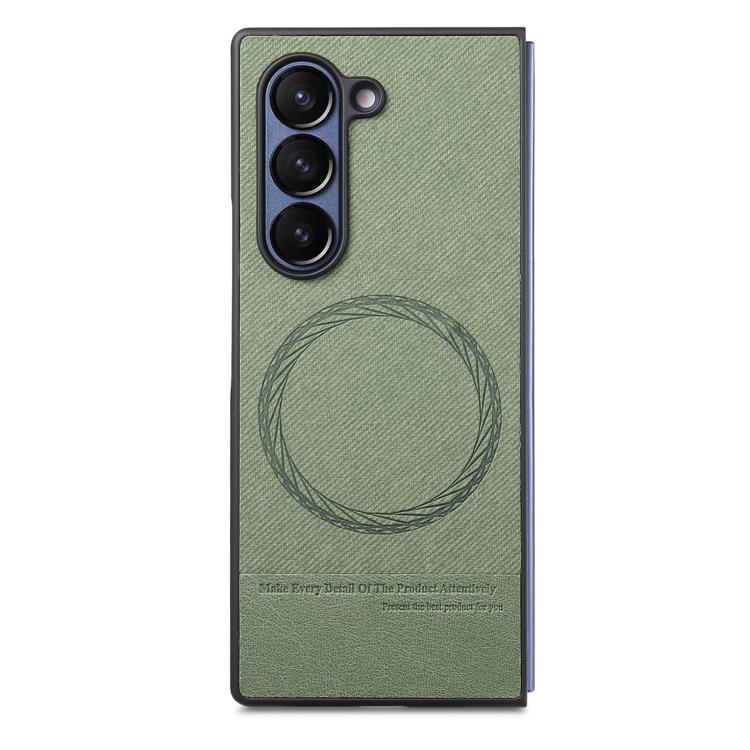 For Samsung Galaxy Z Fold4 Twill Fabric Leather Skin Magnetic Back Phone Case
