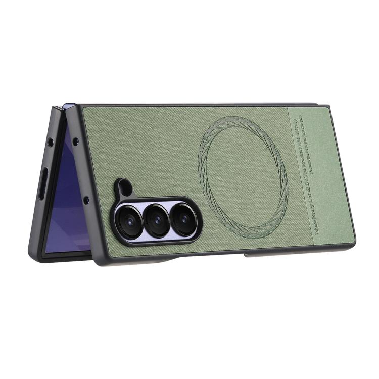 For Samsung Galaxy Z Fold4 Twill Fabric Leather Skin Magnetic Back Phone Case
