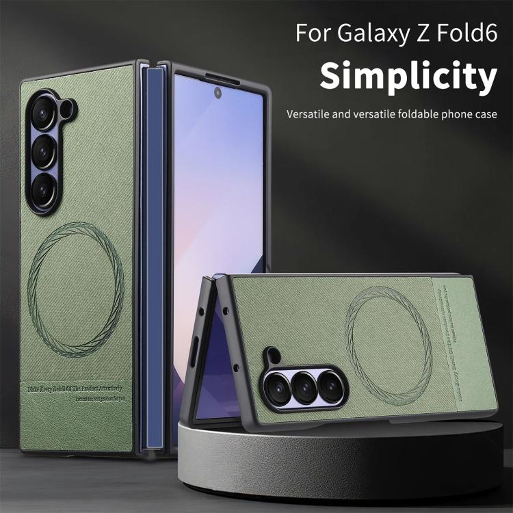 For Samsung Galaxy Z Fold4 Twill Fabric Leather Skin Magnetic Back Phone Case