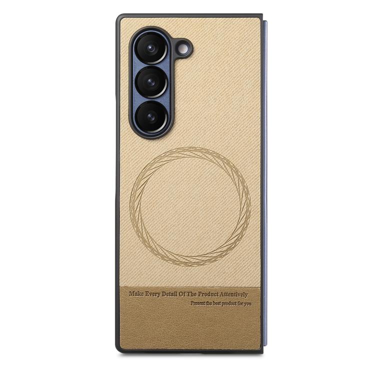 For Samsung Galaxy Z Fold4 Twill Fabric Leather Skin Magnetic Back Phone Case