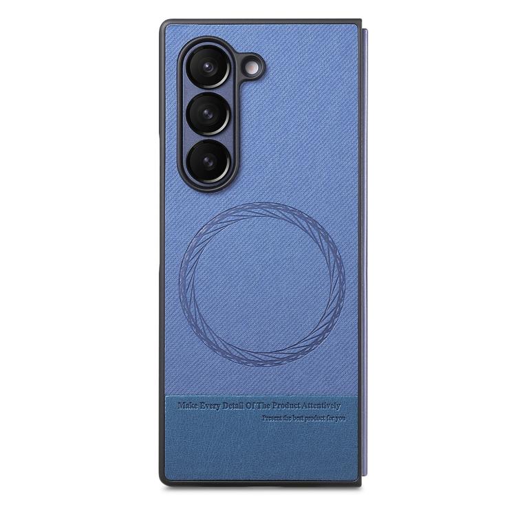For Samsung Galaxy Z Fold4 Twill Fabric Leather Skin Magnetic Back Phone Case