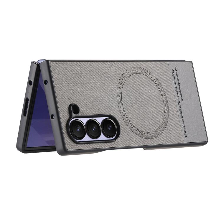 For Samsung Galaxy Z Fold5 Twill Fabric Leather Skin Magnetic Back Phone Case