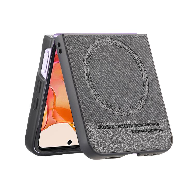 For Motorola Razr 40 Twill Fabric Leather Skin Magnetic Back Phone Case