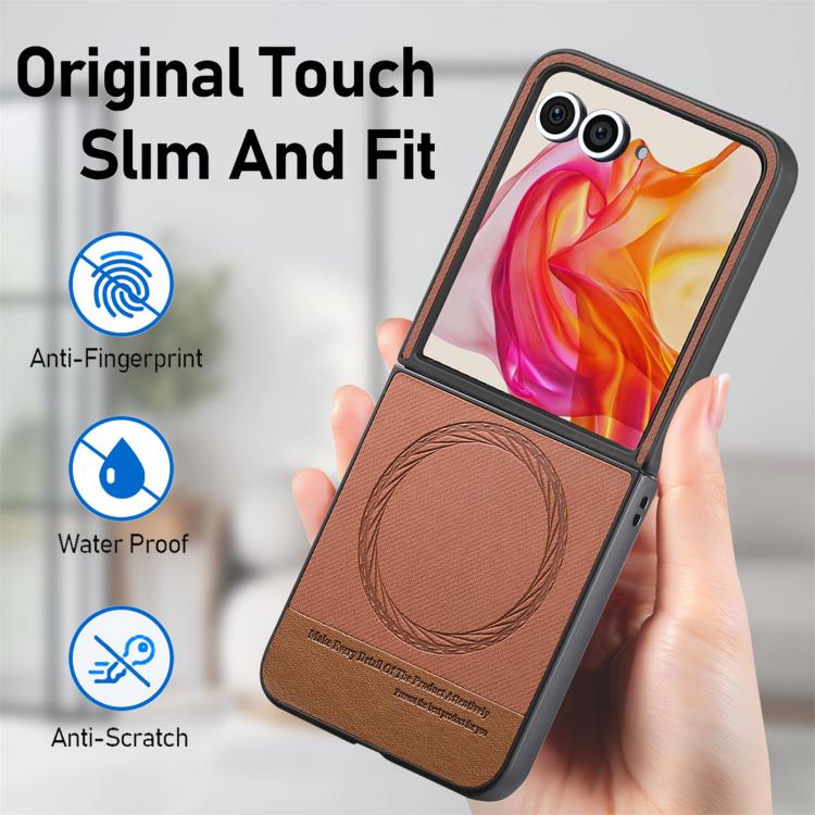 For Motorola Razr 40 Twill Fabric Leather Skin Magnetic Back Phone Case