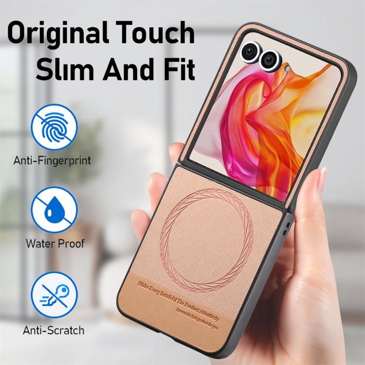 For Motorola Razr 40 Twill Fabric Leather Skin Magnetic Back Phone Case