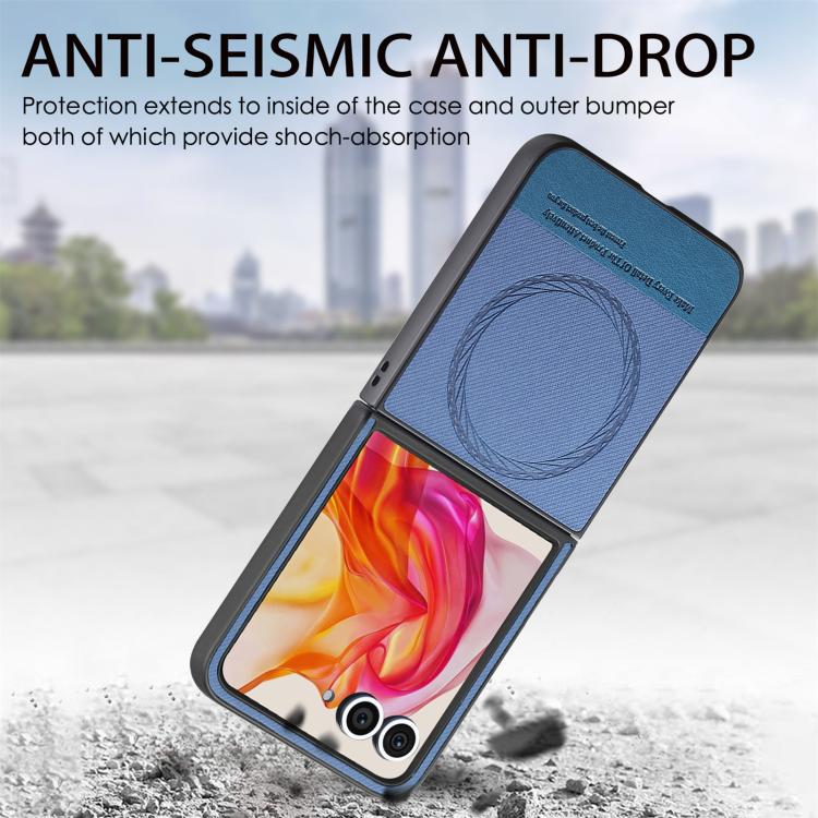 For Motorola Razr 40 Twill Fabric Leather Skin Magnetic Back Phone Case