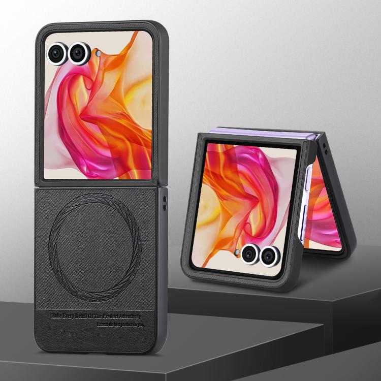 For Motorola Razr 40 Ultra Twill Fabric Leather Skin Magnetic Back Phone Case