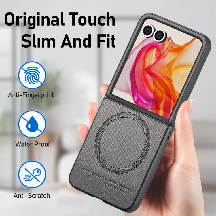 For Motorola Razr 40 Ultra Twill Fabric Leather Skin Magnetic Back Phone Case