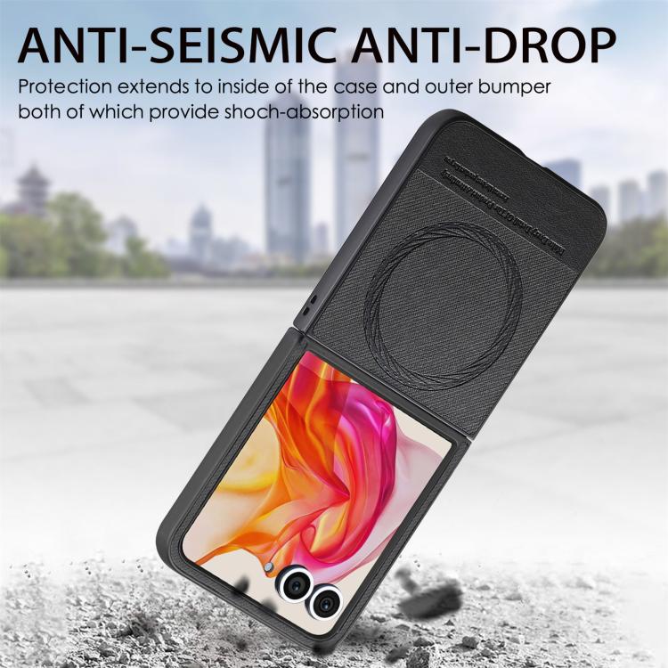 For Motorola Razr 50 Twill Fabric Leather Skin Magnetic Back Phone Case