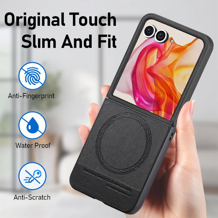 For Motorola Razr 50 Twill Fabric Leather Skin Magnetic Back Phone Case
