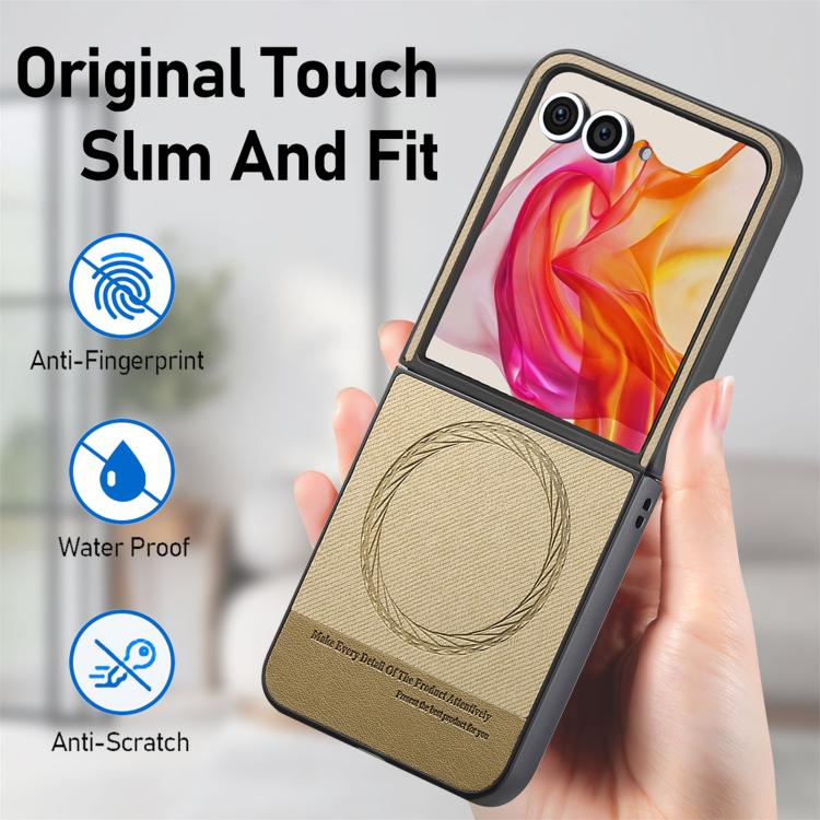 For Motorola Razr 50 Twill Fabric Leather Skin Magnetic Back Phone Case