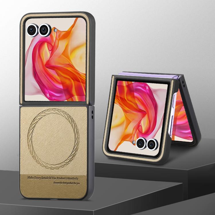 For Motorola Razr 50 Twill Fabric Leather Skin Magnetic Back Phone Case