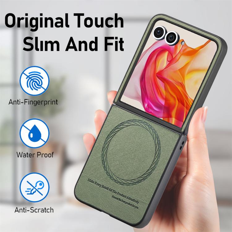 For Motorola Razr 50 Ultra Twill Fabric Leather Skin Magnetic Back Phone Case