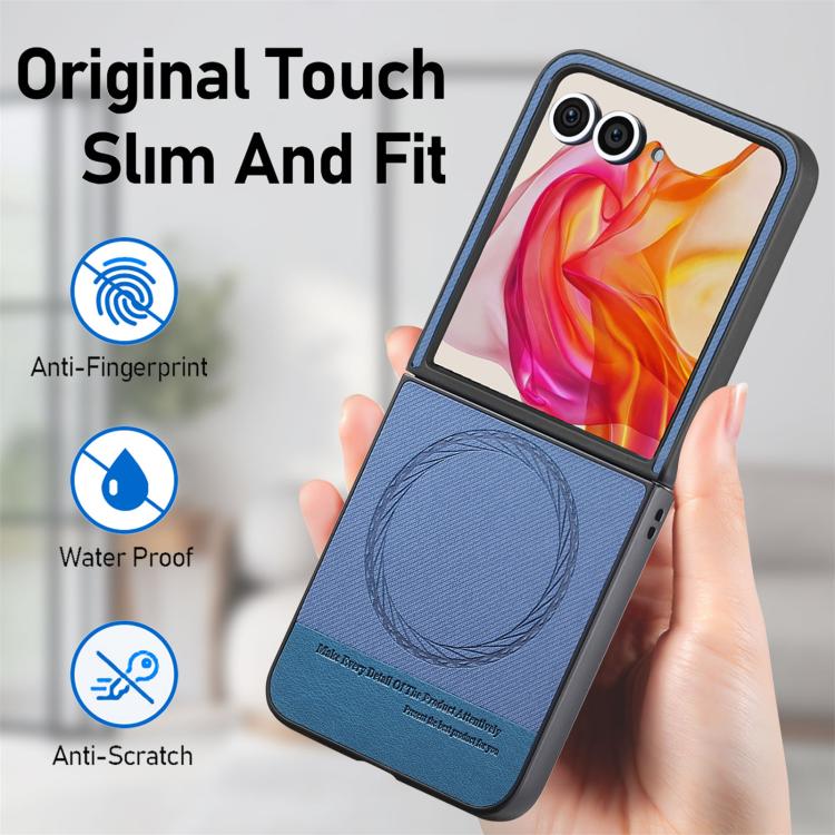 For Motorola Razr 50 Ultra Twill Fabric Leather Skin Magnetic Back Phone Case