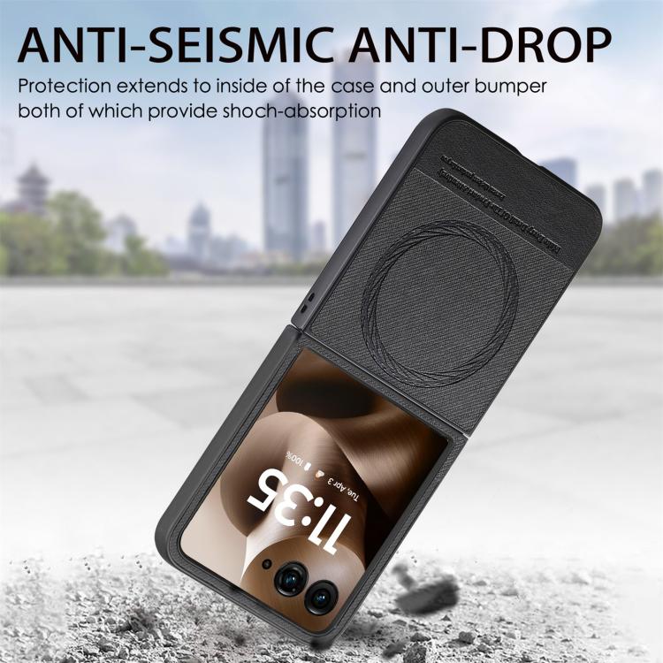 For Motorola Razr 60 Twill Fabric Leather Skin Magnetic Back Phone Case
