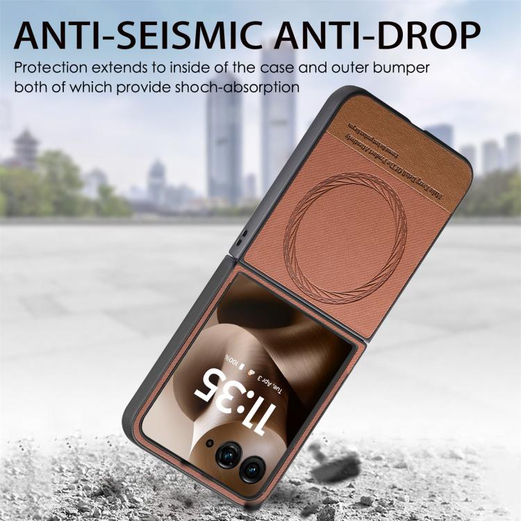 For Motorola Razr 60 Twill Fabric Leather Skin Magnetic Back Phone Case