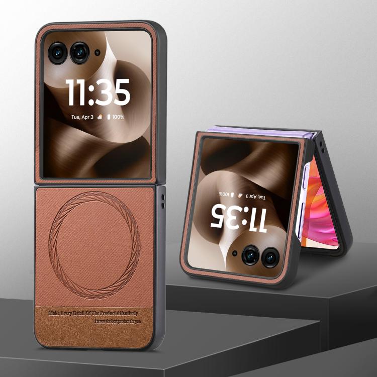 For Motorola Razr 60 Twill Fabric Leather Skin Magnetic Back Phone Case