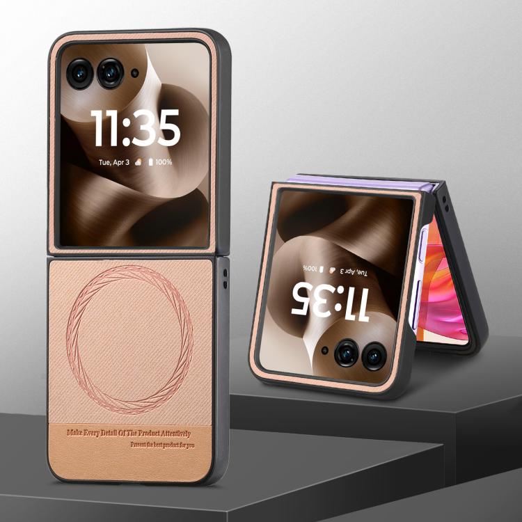 For Motorola Razr 60 Twill Fabric Leather Skin Magnetic Back Phone Case