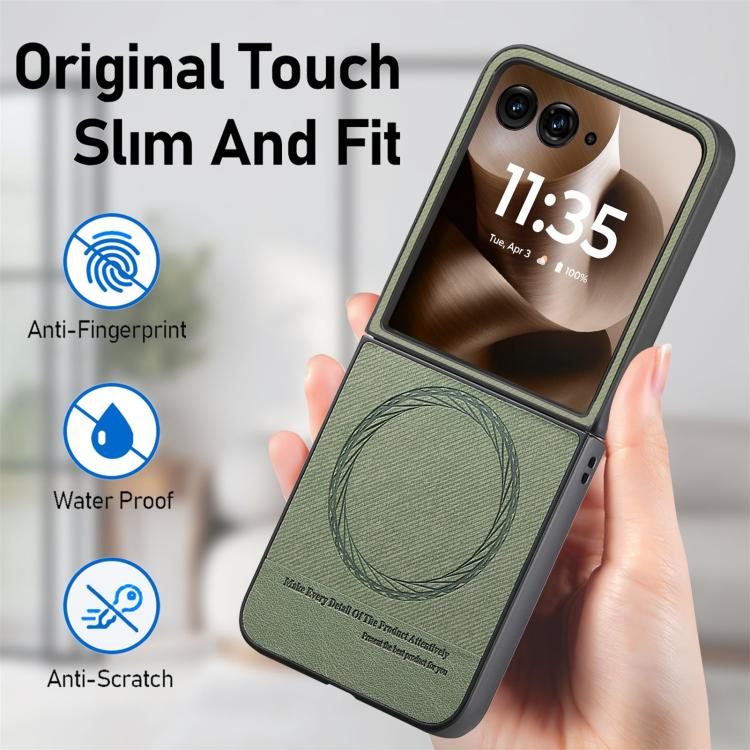 For Motorola Razr 60 Twill Fabric Leather Skin Magnetic Back Phone Case