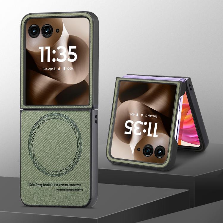 For Motorola Razr 60 Twill Fabric Leather Skin Magnetic Back Phone Case