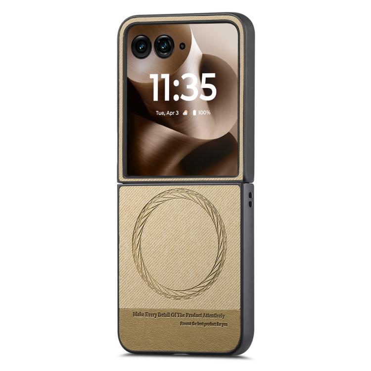 For Motorola Razr 60 Twill Fabric Leather Skin Magnetic Back Phone Case