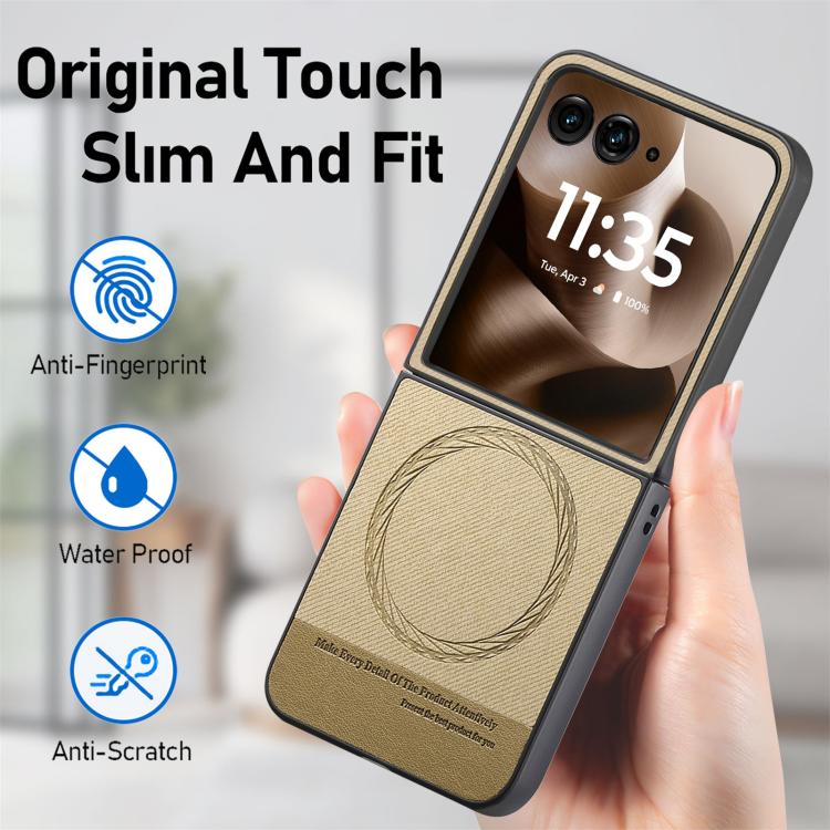 For Motorola Razr 60 Twill Fabric Leather Skin Magnetic Back Phone Case