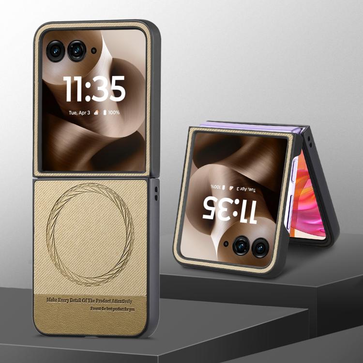 For Motorola Razr 60 Twill Fabric Leather Skin Magnetic Back Phone Case