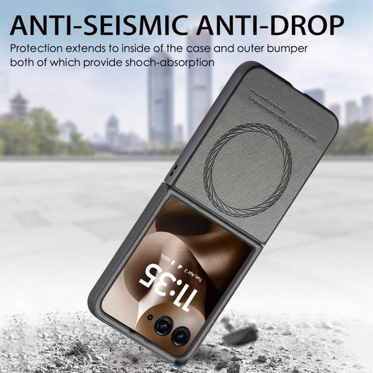 For Motorola Razr 60 Twill Fabric Leather Skin Magnetic Back Phone Case